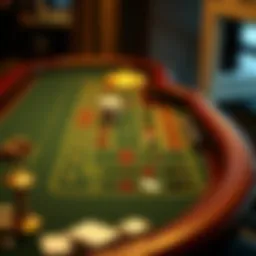 A detailed layout of a baccarat table showcasing different betting areas