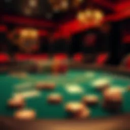 Illustration of a blackjack table setup with cards and chips