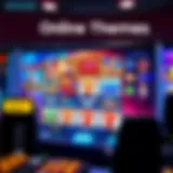 A vibrant online slot game interface showcasing various themes