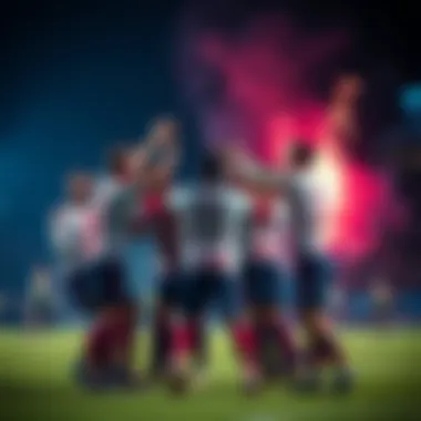 Dynamic team celebration showcasing players' unity and passion