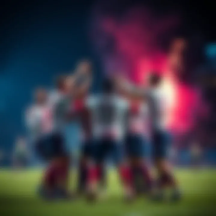 Dynamic team celebration showcasing players' unity and passion