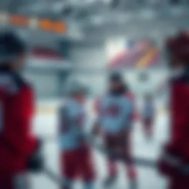 Youth players training in a rink