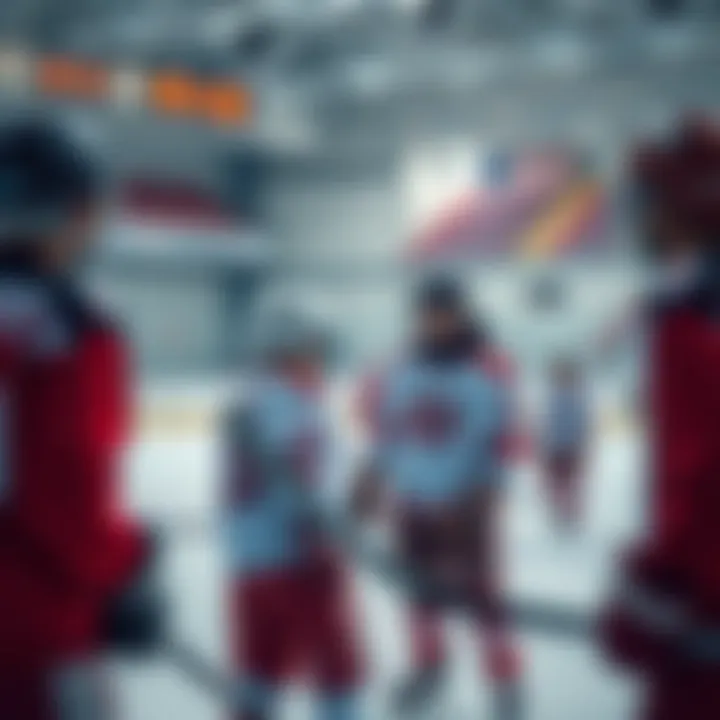 Youth players training in a rink