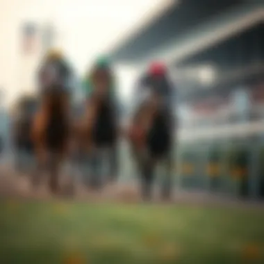 Winning horse crossing the finish line