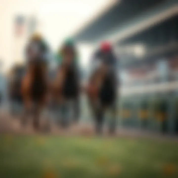 Winning horse crossing the finish line